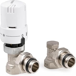 VANCOCO G1/2 Thermostatventil + Rücklaufventil Komplett-Set mit Dichtringanschluss für Heizkör…