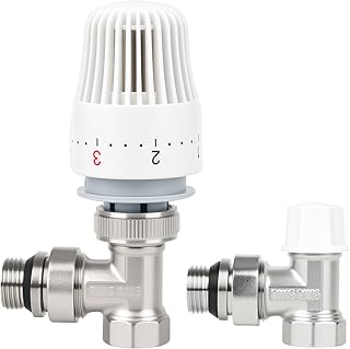 1/2 Zoll Thermostatventil Heizkörperventil-Set, Komplett-Set Eckform Thermostatkopf + Rücklaufv…