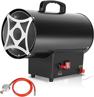 Gasheizgebläse 10KW, Gasheizer Luftdurchsatz Luftdurchsatz 320 m³/h, Heizkanone inkl. Gasschlau…