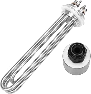 DERNORD Heizstab 220V 3750W 1-1/2 Zoll Heizelement 3U Typ Warmwasserbereiter BSP Edelstahl Flansch