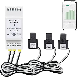 Tuya Smart Din Rail Power Monitor mit Relais, Echtzeit-Spannung, Strom, Leistungsfaktor, Aktivlei…