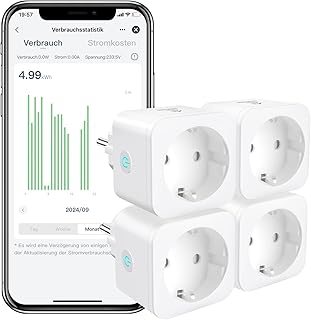 EIGHTREE Smart WLAN Steckdose, Smart Home WiFi Steckdose mit Stromverbrauch Messen, Zeitplan, Fer…