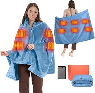 Graphen Heizdecke mit Akku Kabellos mit Fleece Futter, 7.4V 20000mAh & 6-Zonen Heizsystem, 3 Temp…