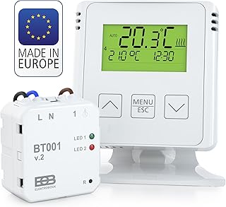 ELEKTROBOCK BT731 Funk-Raumthermostat mit Empfänger – Standfuß – Reichweite bis 35 m – Für ele…