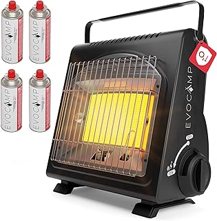 EVOCAMP Tragbare Gasheizung, Camping Heizung 1,7 kW, multifunktionale Keramikheizung, perfekte Ga…