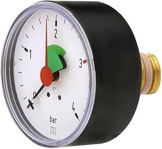 Cornat T593701 Manometer 0-4 bar, selbstdichtend für Anschluss von hinten, 3/8 Zoll