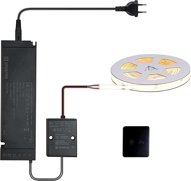 24V COB Led Streifen Led Strip Led Band 5M 480LEDs/m, Flimmerfrei Dimmbar mit Touch-Schalter, 2.4…