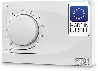 ELEKTROBOCK PT01 Wandthermostat – Keine Programmierung notwendig – Batteriebetrieb (2X AA) – Einf…