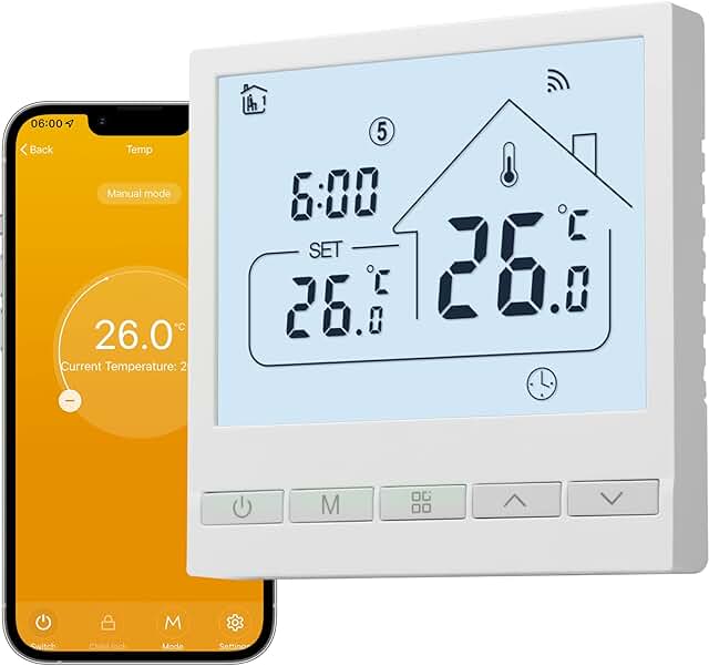 BEOK CONTROLS Thermostat Fussbodenheizung, Raumthermostat Fußbodenheizung WLAN für Wasser Heizu…