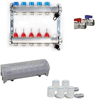 Selfio Heizkreisverteiler Komplettset PREMIUM für Fußbodenheizung 2-12 Heizkreise, Größe:5 He…