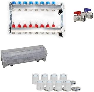 Selfio Heizkreisverteiler Komplettset PREMIUM für Fußbodenheizung 2-12 Heizkreise, Größe:8 He…