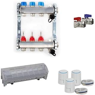 Selfio Heizkreisverteiler Komplettset PREMIUM für Fußbodenheizung 2-12 Heizkreise, Größe:3 He…