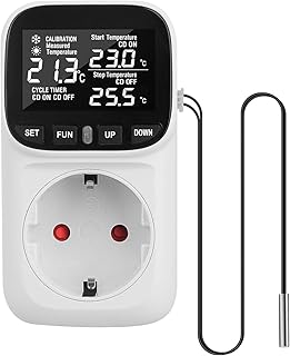 Digital Temperaturregler Steckdose 230V mit Fühler Temperaturregler Digital Thermostat Steckdose…