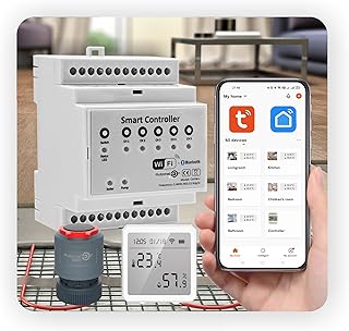 Automat-on Set für Fußbodenheizung mit 4x Temperatursensor Stellantrieb Fussbodenheizung 230V u…