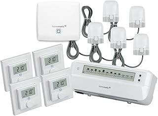 Homematic IP Motorische Fußbodenheizungssteuerung für 4 Räume. Smart Home Set: Access Point, 4…