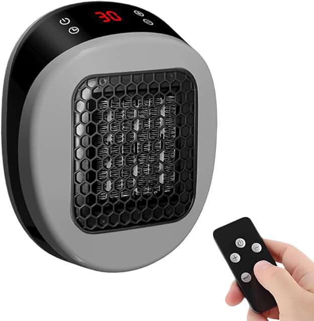Heizlüfter Energiesparend, 2025 Neu Elektrische Heizung, Heizlüfter mit Fernbedienung LED 3 Win…