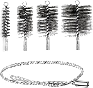 5 Stück Ofenrohrbürste Set für Kaminreinigung und Heizkesselreinigung, Enthält Bürsten in De…