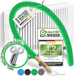Heizungsbürste lang 115cm [NOTE 1,2] inkl Entlüftungsschlüssel I Flexible Heizkörperbürste f…