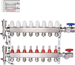 Heizkostenverteiler, Heizkreisverteiler Edelstahl Für 8 Heizkreise, Beinhaltet Einlass- Und Ausl…