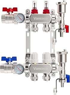 VANCOCO Heizkreisverteiler Edelstahl für 2 Heizkreise mit Eurokonus 16 × 2 mm, Fußbodenheizung…