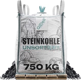 Steinkohle 750kg – Kohle Fuer ofen und Kaminofen – Unsortierte Anthrazitkohle 5–50 mm – Hoher…