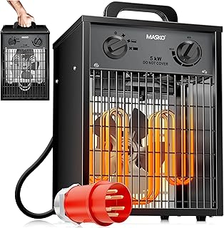 MASKO® Elektroheizer Heizlüfter Bauheizer 5 KW mit integriertem Thermostat elektrisch Heizgerä…