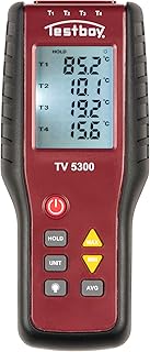 Testboy TV 5300, 4-Kanal Thermometer, Temperaturmessgerät (Data-Hold Funktion, 4 Anschlussmögli…