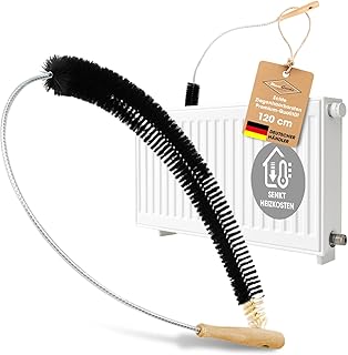 Heizkörperbürste 120cm mit Ziegenhaar Borsten für Heizkörperreinigung – Heizungsbürste, Flac…