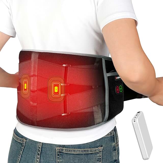 Comfytemp Wärmegürtel Vibrationsmassage für Rücken mit 25Wh Akku,155x20cm Kabellos Massageger…