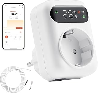 ezAIoT WLAN Steckdosen-Thermostat mit Zeitschaltuhr für Heizung und Kühlung – Digitaler Tempera…