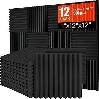Saiqiang 12 Pack Akustikschaumstoff, Akustikschaumstoff Platten Wand Schalldämmung Akustikpaneel…