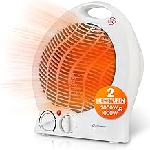 HEIMWERT Heizlüfter energiesparend 2000 Watt – Schnellheizer mit ENERGIESPARSTUFE und Tragegriff…