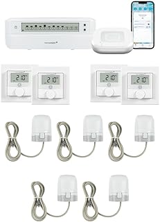 Homematic IP Motorische Fußbodenheizungssteuerung für 4 Räume. Smart Home Set: Access Point, 4…