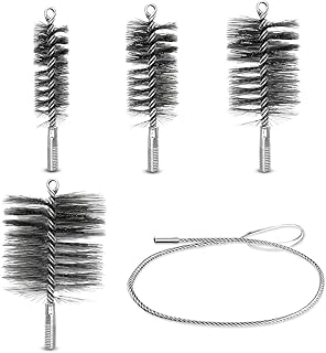 5 Stück Ofenrohrbürste Set für Kaminreinigung und Heizkesselreinigung, Enthält Bürsten in De…