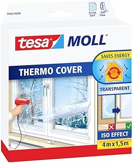 tesamoll Thermo Cover Fenster-Isolierfolie – Transparente Isolierfolie zur Wärmedämmung an Fens…