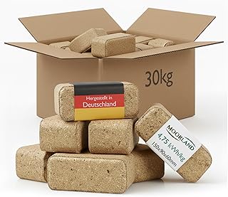 Moorland Holzbriketts 30kg hoher Heizwert, nachhaltig & CO₂-neutral – Kaminbriketts 100 % n…