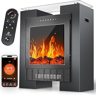KESSER® LED Kamin mit Heizung elektrisch | Heizlüfter Elektrokamin mit Thermostat, Standkamin m…