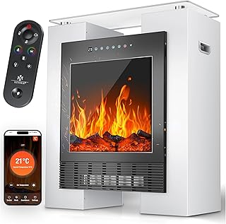 KESSER® LED Kamin mit Heizung elektrisch | Heizlüfter Elektrokamin mit Thermostat, Standkamin m…