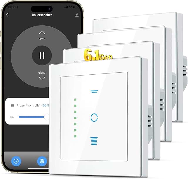 SMARTERCURRY WLAN Rollladenschalter [6.1Gen], Smart LED Jalousien Schalter mit Timer, Kindersiche…