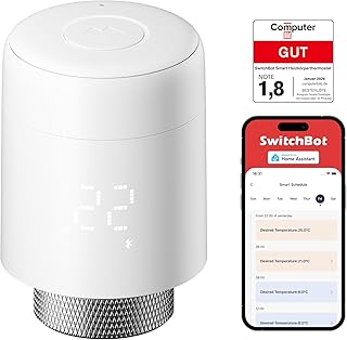 SwitchBot Smart Heizkörperthermostat, Bluetooth-Thermostat mit App-Streuerung&Zeitplanung, Energ…