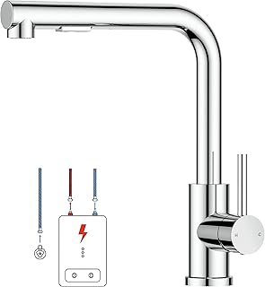 FORIOUS Niederdruck-Küchenarmatur, Einhebel-Warm- und Kaltwasserhahn, Wasserhahn mit 3 anschlues…