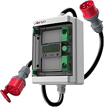 Mobiler Digitaler Stromzähler mit Reset 2m, 3 Phasen 32A 400V CEE-Stecker und Kupplung Drehstrom…