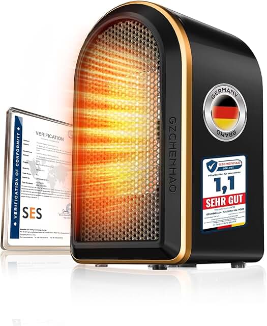 Neu Upgraded Mini Heizlüfter Bad【Nr.1 in Heizleistung – Zertifiziert】Keramik Heizlüfter E…