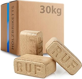 30kg RUF Hartholz Briketts Buche & Eiche Holz – Nachhaltige Holzbriketts ohne Bindemittel, ohne c…