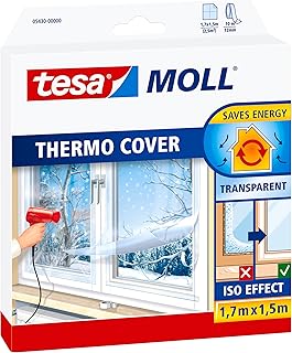tesa INSULATION Fenster-Isolierfolie – transparente Thermofolie zur Wärmedämmung an Fenstern – …