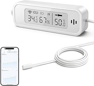 WLAN Thermometer Hygrometer Innen, WiFi Temperatursensor mit Fühler und Tuya/Smart Life App für…