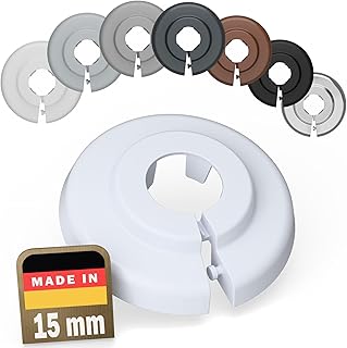 FUX 2 St. Heizungsrohr Rosette 15mm Abdeckung Verkleidung – Einzelrosetten Weiß für Heizkörper…
