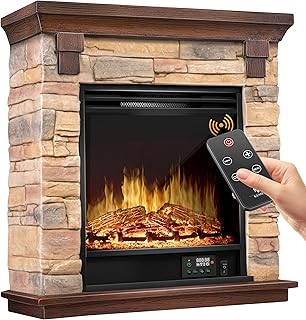 KESSER® Elektrokamin Standkamin – Kamin elektrisch mit LED 3D-Flammeneffekt, Mit Heizung Heizfun…