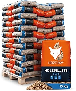 HEIZFUXX Holzpellets Blue 6mm 15kg x 65 Sack 975kg 1 Palette Pellets Weichholzpellets Heizpellets…