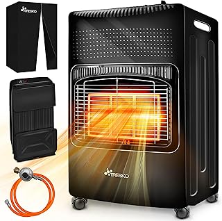 TRESKO 4200 Watt Gasheizung inkl. Gasdruckregler Gasschlauch + Abdeckung | Gasheizer Gasofen Gash…